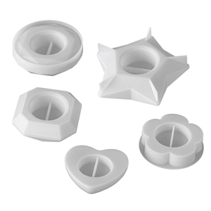 5-teiliges Silikonform-Set mit Herz-, Blumen- und Sternformen für DIY-Kerzenherstellung