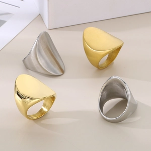 Stainless Steel Ring Minimalist Geometric Bold Exaggerated Polished Brushed Fashion Jewelry Women Men