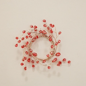 Christmas red glitter berry wreath with gold wire for festive DIY home holiday decoration