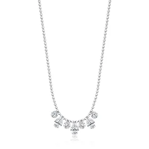 925 Sterling Silver Teardrop Pendant Necklace For Women Elegant Zirconia Water Drop Bead Chain Clavicle Jewelry Gift
