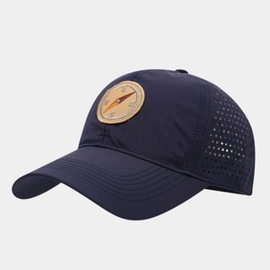 Dark blue quick-dry baseball cap with compass patch and laser-cut ventilation holes