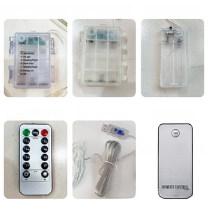 Detail of Christmas tree light controllers including waterproof battery boxes and USB remote
