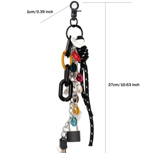 Mini padlock DIY bag charm 27cm long with measurement details in macaron colors