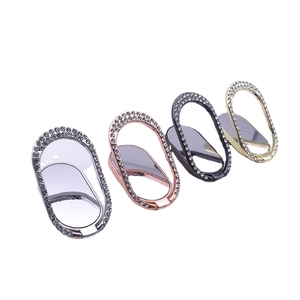 Oval rhinestone phone ring holder stand in silver rose gold black and gold metal