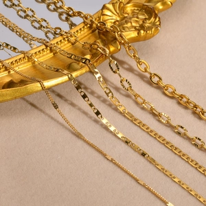 Collier Chaîne À Maillons Minimaliste En Acier Inoxydable Plaqué Or 18K Bijoux Ajustables Polis Pour Femmes