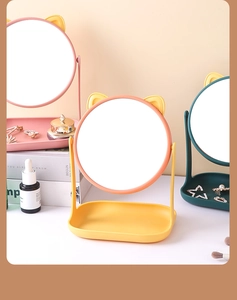 Süßer Katzenohr-Make-up-Spiegel mit Tisch-Ablageschale in verschiedenen Pastellfarben