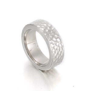 Hammered Texture Ring Stainless Steel 316L Retro Punk Industrial Style Wide Band For Men Unisex Jewelry