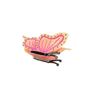 Elegant 3D butterfly hair claw clip with acetate finish and sparkling pink rhinestones