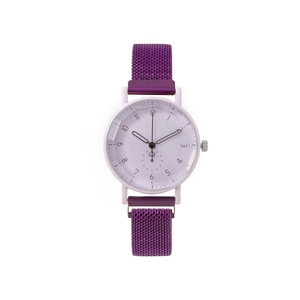 Montre À Quartz Femme À Cadran Rond Minimaliste Avec Bracelet En Maille Acier Inoxydable Style Milanais