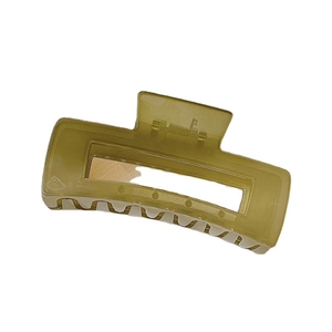 Olive green jelly square hair claw clip in 10.5cm large size for thick hair styling