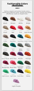 Grid display showcasing 29 various colors of solid wool beret hats for autumn and winter