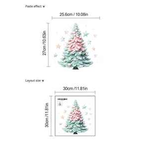 Detailed dimensions of Christmas tree wall sticker with 25.6x27cm final paste size