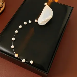 Long Tassel Drop Earrings Shell And Freshwater Pearl With Silver Earring Post Elegant Irregular Niche Luxury Fashion For Women