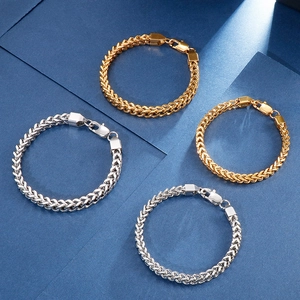 Bracelets à chaîne épi plaqués or 18 carats et argent avec fermoir mousqueton classiques