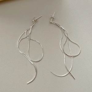 925 sterling silver long snake chain tassel earrings with minimalist drop design