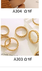 Detailed comparison of 18K gold plated woven texture rings A304 and A303 models