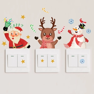 Autocollants de Noël lumineux Père Noël Renne et Bonhomme de neige pour interrupteur