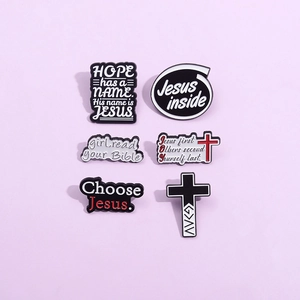 Religious Christian Alloy Enamel Pin Brooch Cross Jesus Inside Bible Verse Quotes Badge For Backpack Clothes Accessory Unisex