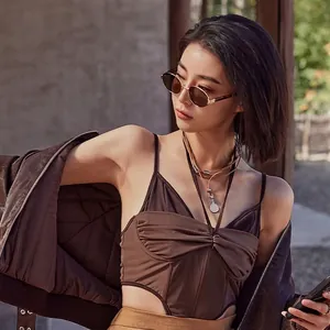 Retro metal oval sunglasses with high-end nylon lenses for a vintage cat-eye style