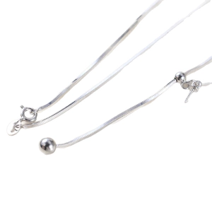 Adjustable S925 sterling silver snake chain necklace with lobster clasp and slider bead