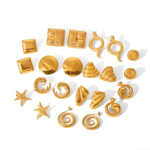 18K gold plated stainless steel geometric earrings in various minimalist fashion shapes