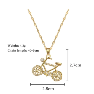 Detailed technical diagram of bicycle pendant necklace with precise dimensions and weight