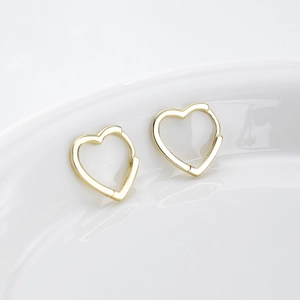 Elegant S925 sterling silver heart hoop earrings in gold finish for women