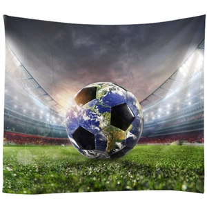 Soccer ball earth world map wall tapestry hanging for bedroom dormitory sports decor