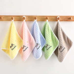 Hanging microfiber hand towels in 5 colors with cute duck embroidery and hook design