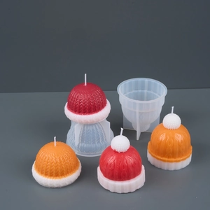 3D Silikonform für Strickmützen-Kerzen mit detaillierter Wollstruktur für DIY-Bastelarbeiten