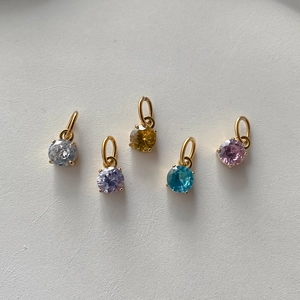 Five colorful faceted round crystal pendants in stainless steel for DIY jewelry making