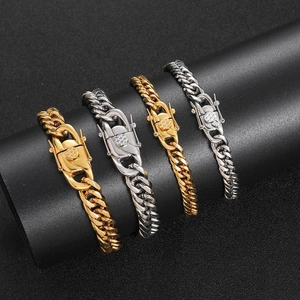 7mm and 9mm stainless steel Cuban bracelets in gold and silver finish with dragon clasps