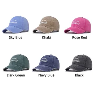Distressed cotton baseball cap featuring Los Angeles embroidery in six different colors