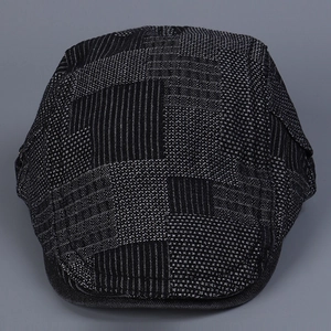 Retro plaid newsboy cap with irregular grey patterns for men and women