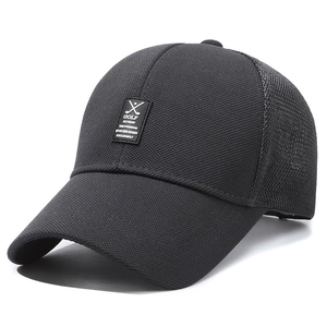 Breathable black mesh golf cap for summer with professional sun protection embroidery