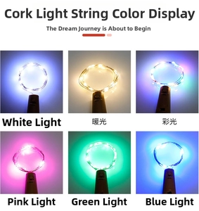 Detail showing six LED colors for wine bottle cork lights in warm and vibrant tones