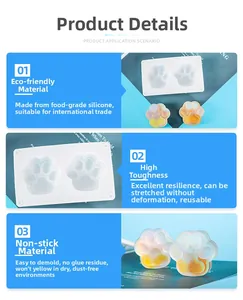 Macro detail of food-grade cat paw silicone mold showing high flexibility and easy release