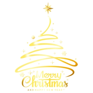 Pegatinas doradas de árbol de Navidad para escaparates con letras de felicitación