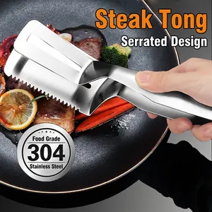 Stainless Steel Spatula Tongs Multipurpose Slotted Kitchen Food Clip For Frying Fish Steak Bread BBQ Tool