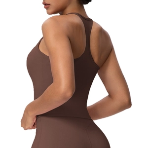 Deep brown racerback sports bra and high-waisted yoga leggings set for fitness