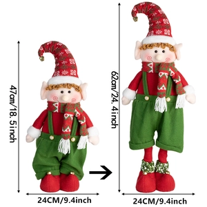 Lutin de Noël avec jambes télescopiques en rouge et vert pour décoration de maison