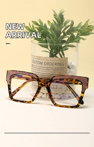 Detail of leopard print frames with gold glitter accents and temple measurements