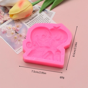 Cute Cartoon Boy And Girl Couple Silicone Mold For Fondant Chocolate Cake Decorating DIY Baking Handmade Soap Candle
