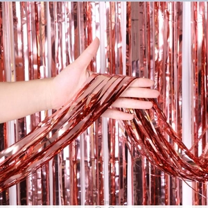 Two-meter rose gold foil fringe curtain backdrop for birthday party decorations