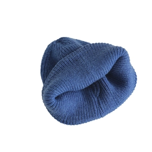 Navy blue ribbed knit beanie for kids and adults with classic cuffed design in candy colors