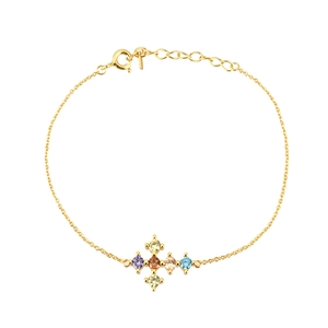 925 Sterling Silver Bracelet With Colorful Zircon Cross Charm Adjustable Chain Minimalist Fashion Jewelry For Women