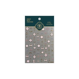 3D vintage star and moon embossed nail stickers with gold and pink floral lace patterns