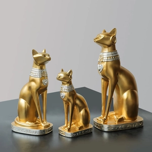 Ancient Egyptian Bastet Cat Statue Resin Goddess Figurine Candle Holder Bookends Nordic Mythological Home Office Desk Decor