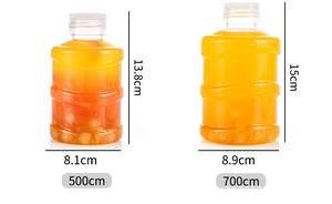 Maattabel voor 500ml en 700ml transparante PET-flessen voor sap en melkthee drinken