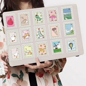50pcs vintage stamp style cartoon stickers for decorating laptops and luggage